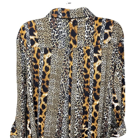 Womens Animal Print Button Down Blouse Fred David Pluse Size 2X Shirt u - Picture 5 of 11
